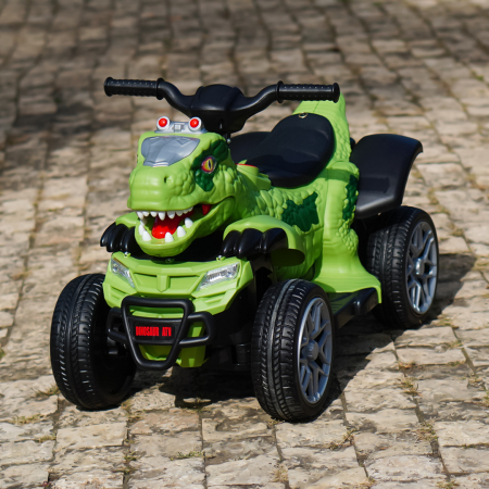 Atv Dinozaur electric pentru copii, Kinderplay T-REX 35W 6V, cu telecomanda inclusa, premium, verde [7]