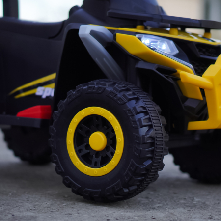 ATV electric copii, 4 in 1, Kinderplay Super, 35W 6V, telecomanda, echipare standard, galben [10]