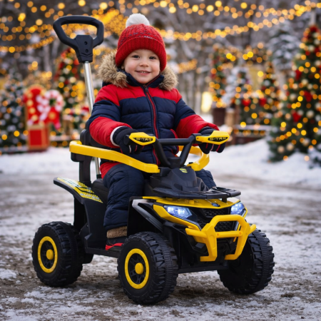 ATV electric copii, 4 in 1, Kinderplay Super, 35W 6V, telecomanda, echipare standard, galben [2]