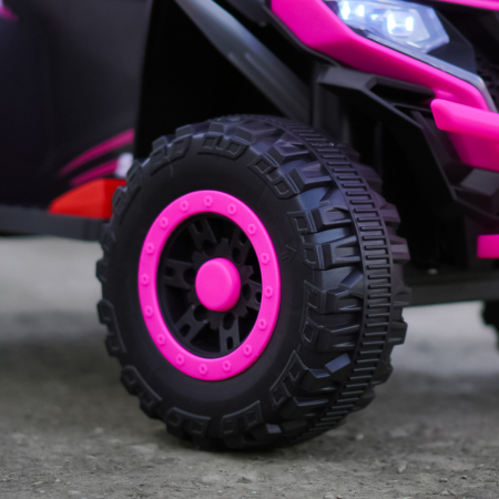 ATV electric copii, 4 in 1, Kinderplay Super, 35W 6V, telecomanda, echipare standard, roz [10]