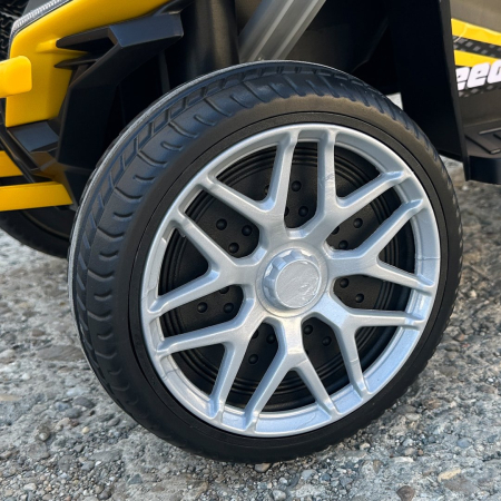 ATV electric copii, 4 in 1, Kinderplay Super, 35W 6V, telecomanda, roti moi EVA, echipare premium, galben [5]