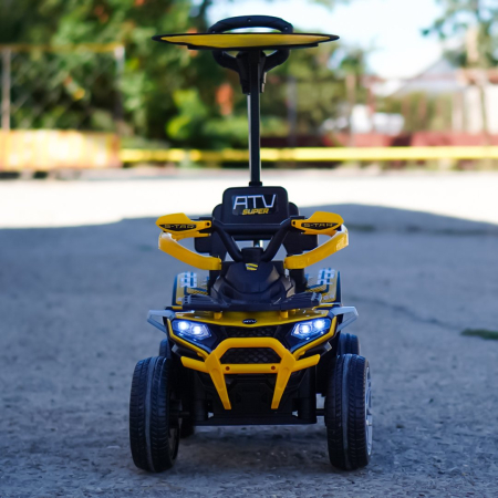 ATV electric copii, 4 in 1, Kinderplay Super, 35W 6V, telecomanda, roti moi EVA, echipare premium, galben [2]