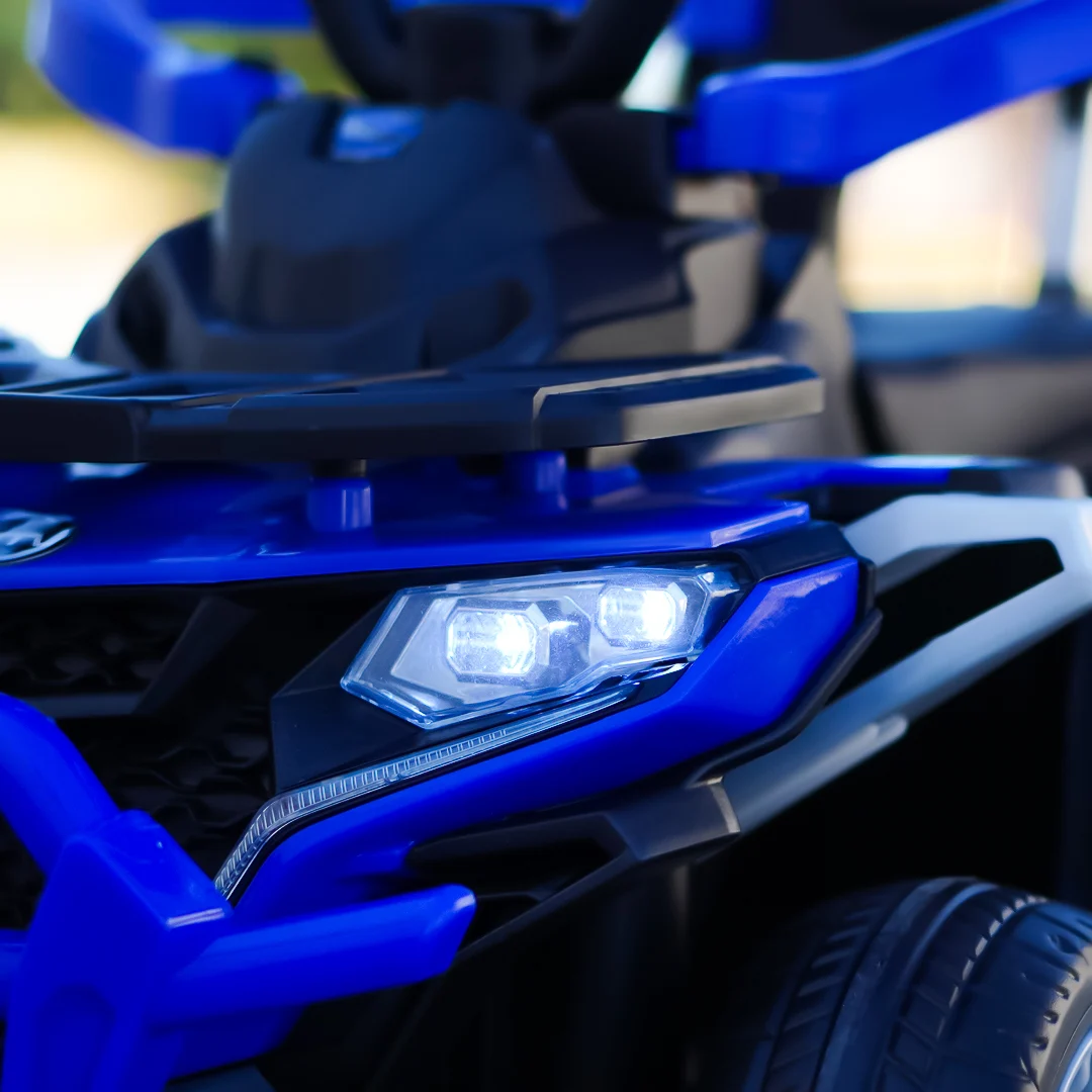 ATV electric Kinderplay Hercules cu maner, pentru copii 1-3 ani, roti moi, scaun tapitat, telecomanda control parental, albastru [9]