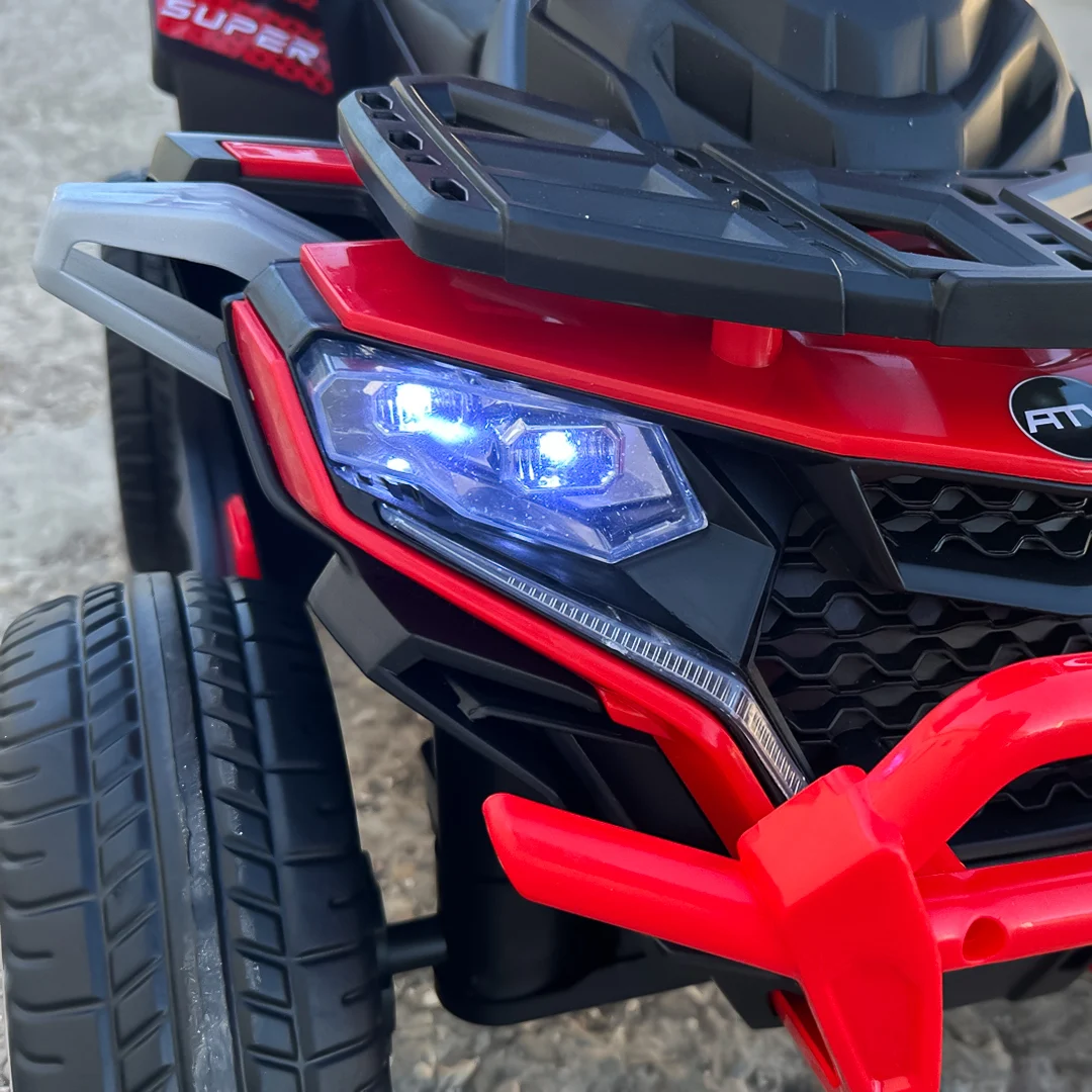 ATV electric Kinderplay Hercules cu maner, pentru copii 1-3 ani, roti moi, scaun tapitat, telecomanda control parental, rosu [15]