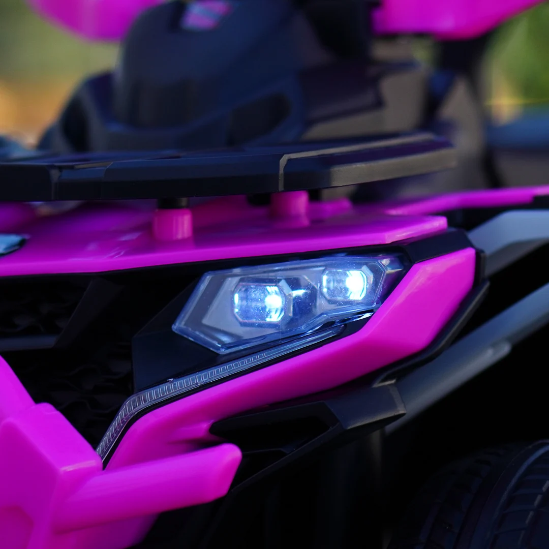 ATV electric Kinderplay Hercules cu maner, pentru fetite 1-3 ani, roti moi, scaun tapitat, telecomanda control parental, roz [12]