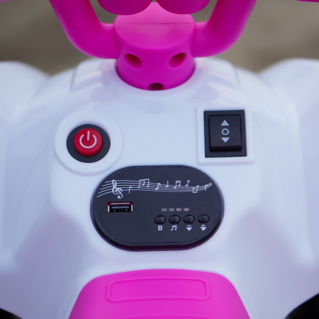 Atv electric pentru copii 18-36 luni, Kinderplay Drift-Rider, 35W 6V, music player, culoare roz [11]