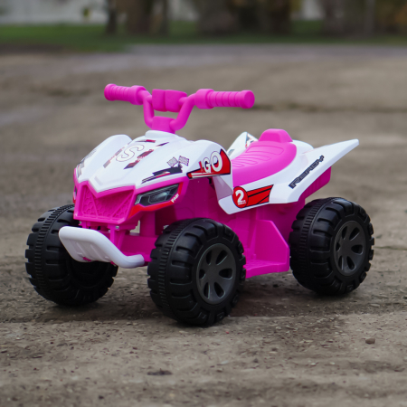 Atv electric pentru copii 18-36 luni, Kinderplay Drift-Rider, 35W 6V, music player, culoare roz [2]