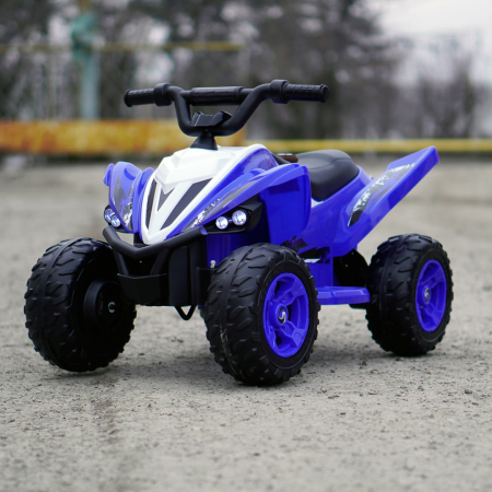 ATV electric pentru copii, Kinderplay Raptor, 80W, 12V, roti moi, telecomanda inclusa, albastru [1]