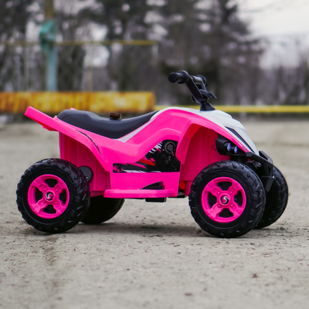 ATV electric pentru fetite, Kinderplay Raptor, 80W, 12V, roti moi, telecomanda inclusa, roz [4]