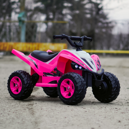 ATV electric pentru fetite, Kinderplay Raptor, 80W, 12V, roti moi, telecomanda inclusa, roz [3]