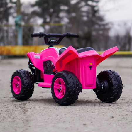 ATV electric pentru fetite, Kinderplay Raptor, 80W, 12V, roti moi, telecomanda inclusa, roz [7]