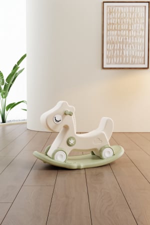 Balansoar si premergator Kinderplay tip calut, pentru copii 1 si 4 ani, sunete interactive, ergonomic, verde [8]