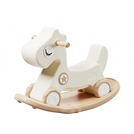 Premergatoare - Balansoar si premergator Kinderplay tip calut, pentru copii 1 si 4 ani, sunete interactive, ergonomic, cafeniu