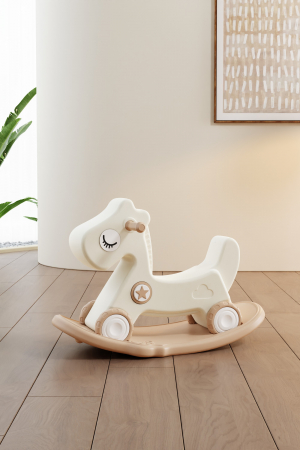 Balansoar si premergator Kinderplay tip calut, pentru copii 1 si 4 ani, sunete interactive, ergonomic, cafeniu [1]