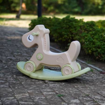 Balansoar si premergator Kinderplay tip calut, pentru copii 1 si 4 ani, sunete interactive, ergonomic, verde [6]