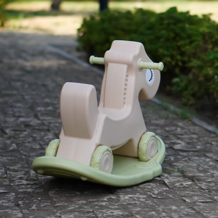 Balansoar si premergator Kinderplay tip calut, pentru copii 1 si 4 ani, sunete interactive, ergonomic, verde [5]