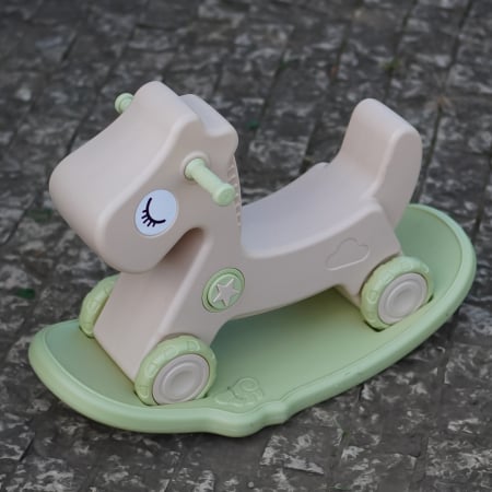 Balansoar si premergator Kinderplay tip calut, pentru copii 1 si 4 ani, sunete interactive, ergonomic, verde [7]