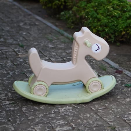 Balansoar si premergator Kinderplay tip calut, pentru copii 1 si 4 ani, sunete interactive, ergonomic, verde [4]