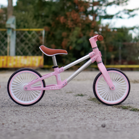 Bicicleta de echilibru pentru copii Kinderplay Explorer Bike, 2-5 ani, roti moi din spuma 12inch, roz [6]