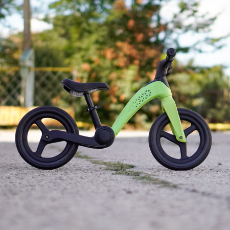 Bicicleta fara pedale pentru copii, Kinderplay Balance Bike, cu lumini LED pliabila, roti gonflabile 12 inch, verde [3]