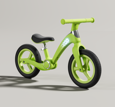 Bicicleta fara pedale pentru copii, Kinderplay Balance Bike, cu lumini LED pliabila, roti gonflabile 12 inch, verde [8]