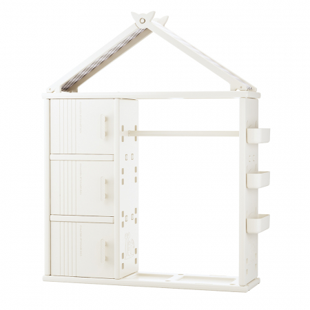 Mobila si organizatoare - Dulapior pentru copii Kinderplay, cu accesorii incluse, material HDPE, multiple optiuni de stocare, alb