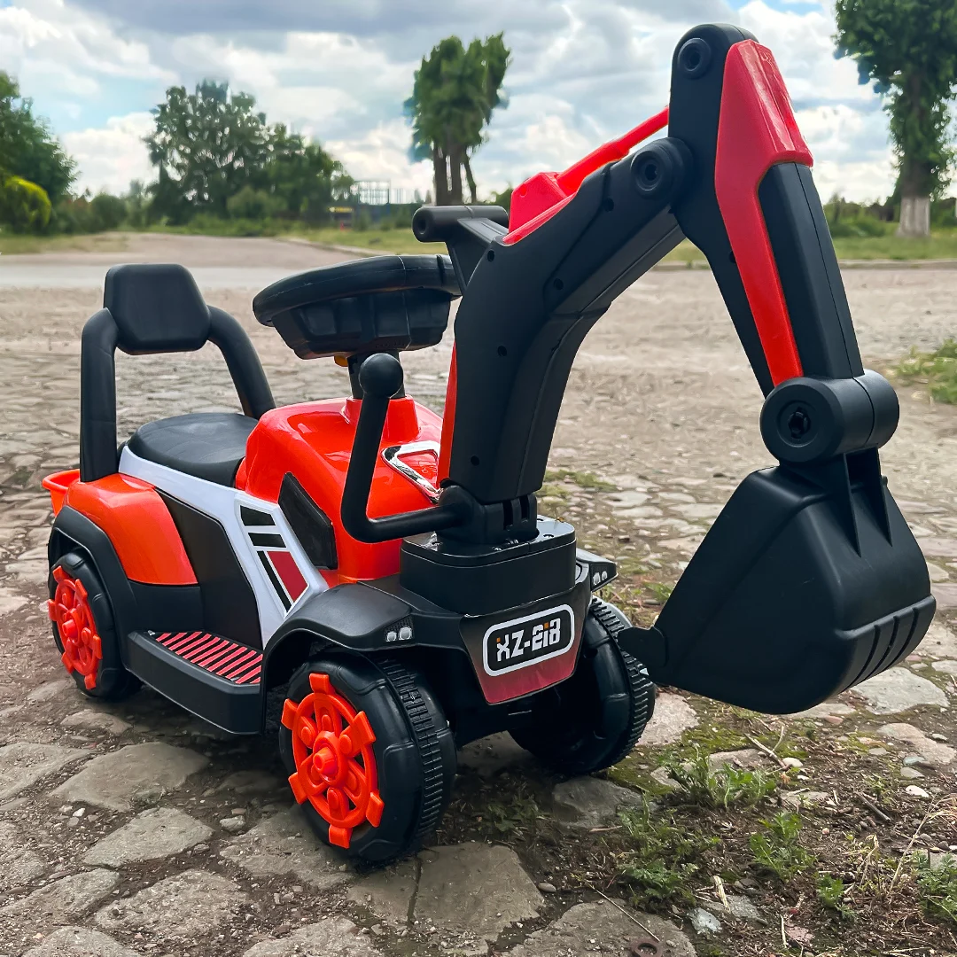 Excavator pentru copii Kinderplay, tip premergator, 18-36 luni, incarcator manual, echipare standard, rosu [3]