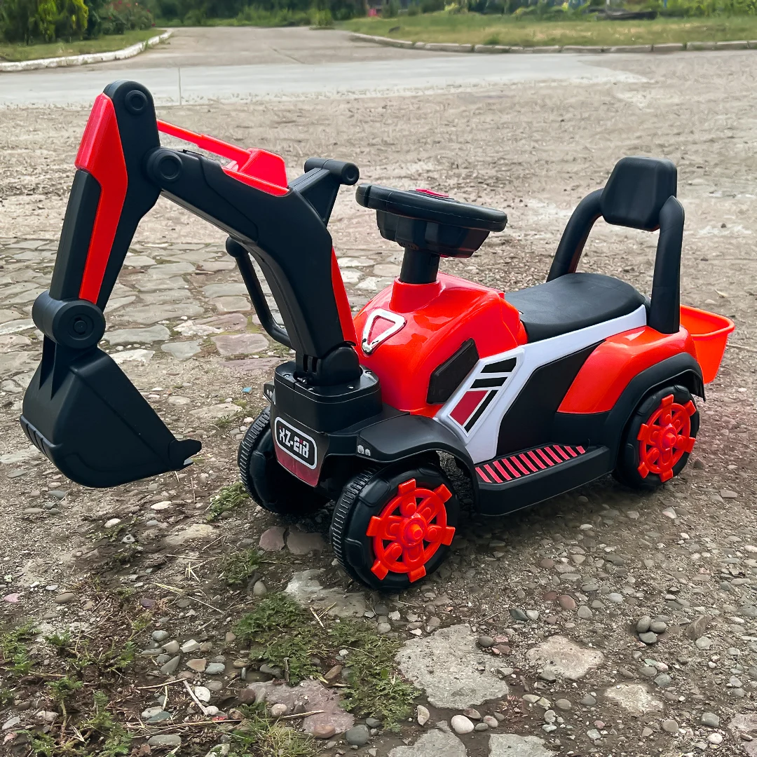 Excavator pentru copii Kinderplay, tip premergator, 18-36 luni, incarcator manual, echipare standard, rosu [2]
