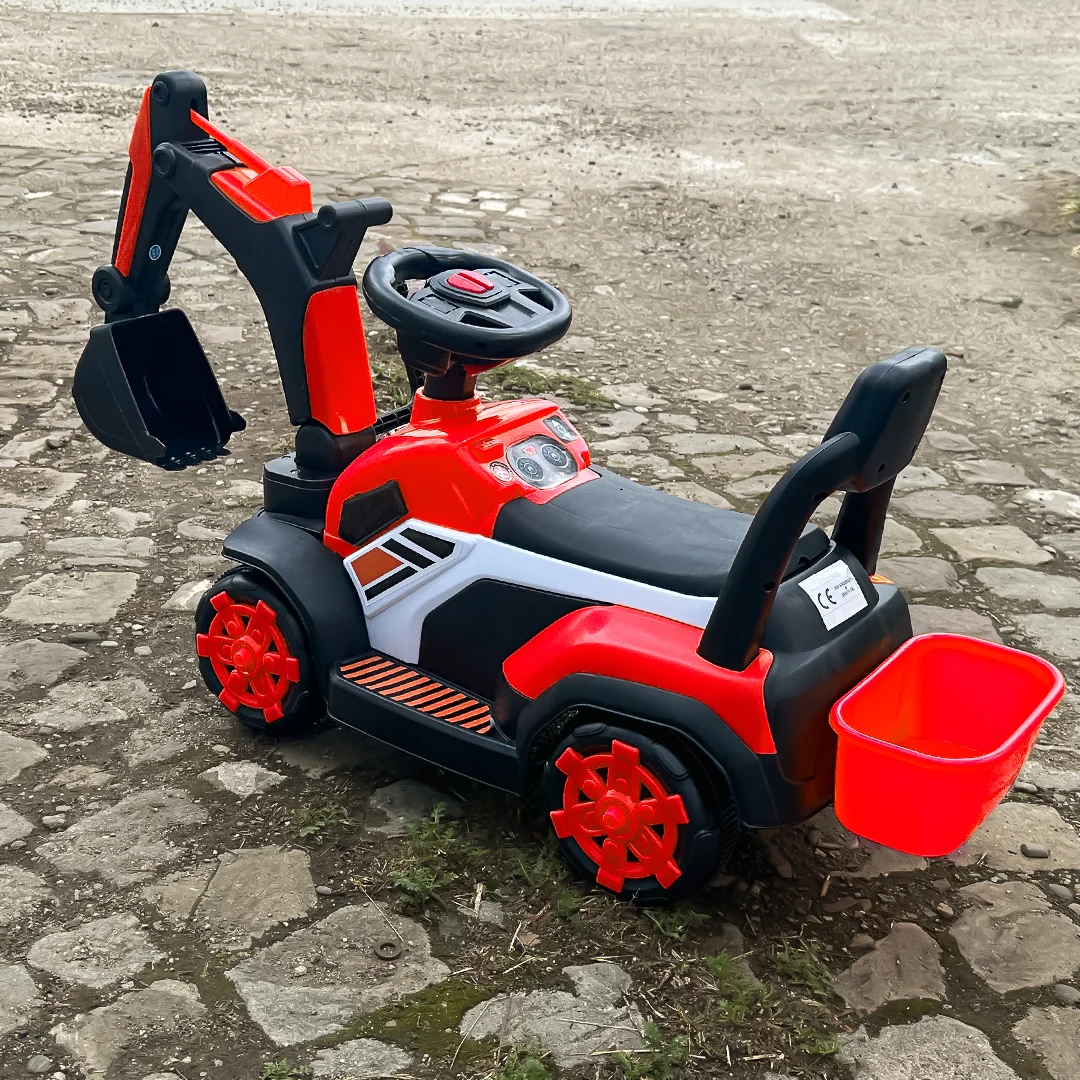 Excavator pentru copii Kinderplay, tip premergator, 18-36 luni, incarcator manual, echipare standard, rosu [1]