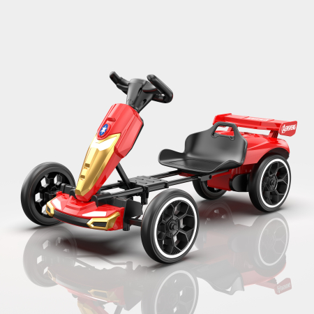 Go-Kart electric Kinderplay Hero, copii 3-7 ani, 70W, 12V, cu roti moi si telecomanda inclusa, rosu [1]