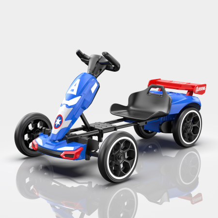 Go Kart pentru copii,  Kinderplay Patriot, 70W 12V, cu roti moi si telecomanda inclusa, albastru [1]