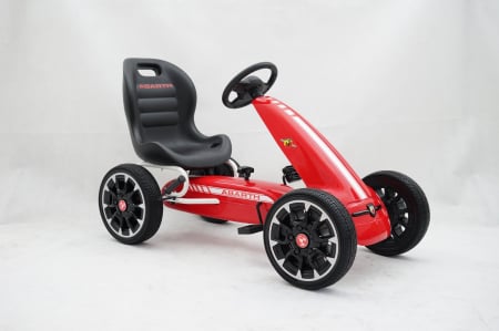 Kart cu pedale Fiat Abarth, pentru copii 3-9 ani, cu roti moi si design sport, rosu [1]