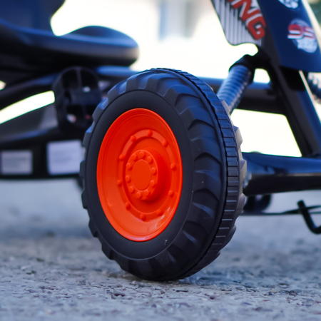 Kart cu pedale, Kinderplay ArcSpring, pentru copii 2-6 ani, cadru metal, amortizoare, negru [7]