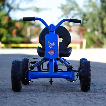 Kart cu pedale, Kinderplay ArcSpring, pentru copii intre 2 si 6 ani, amortizoare, albastru [7]