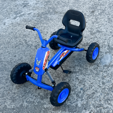 Kart cu pedale, Kinderplay ArcSpring, pentru copii intre 2 si 6 ani, amortizoare, albastru [11]