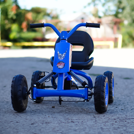 Kart cu pedale, Kinderplay ArcSpring, pentru copii intre 2 si 6 ani, amortizoare, albastru [1]