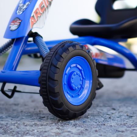 Kart cu pedale, Kinderplay ArcSpring, pentru copii intre 2 si 6 ani, amortizoare, albastru [8]