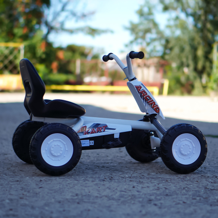 Kart cu pedale, pentru copii 2-6 ani, Kinderplay ArcSpring, cadru metal, amortizoare, alb [6]
