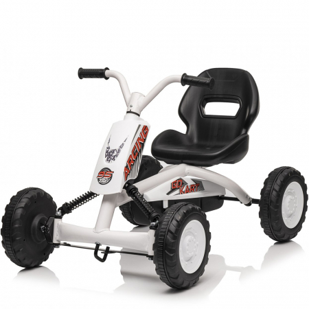 Produse in stoc - Kart cu pedale, pentru copii 2-6 ani, Kinderplay ArcSpring, cadru metal, amortizoare, alb