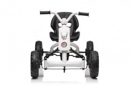 Kart cu pedale, pentru copii 2-6 ani, Kinderplay ArcSpring, cadru metal, amortizoare, alb [18]