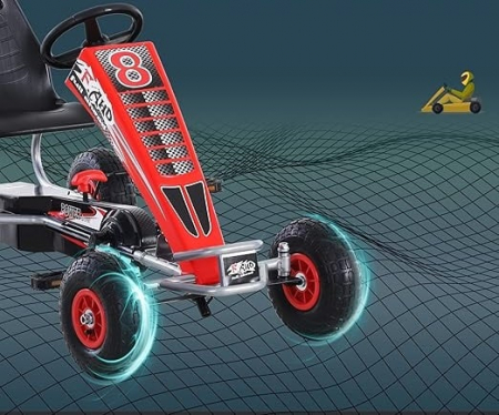 Kart cu pedale pentru copii Kinderplay F8-3, roti gonflabile de 6 inch, rosu [4]