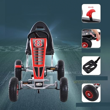 Kart cu pedale pentru copii Kinderplay F8-3, roti gonflabile de 6 inch, rosu [2]