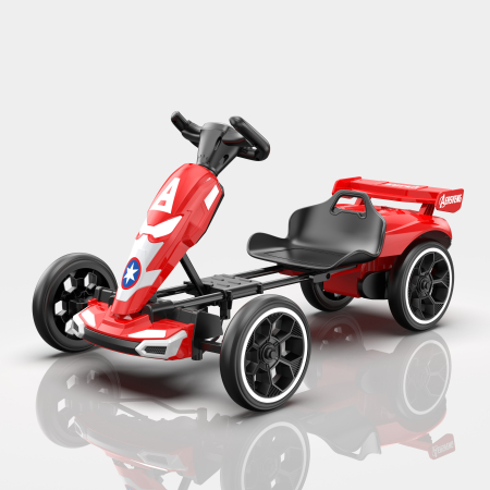 Go Kart pentru copii,  Kinderplay Patriot, 70W 12V, cu roti moi si telecomanda inclusa, rosu [1]