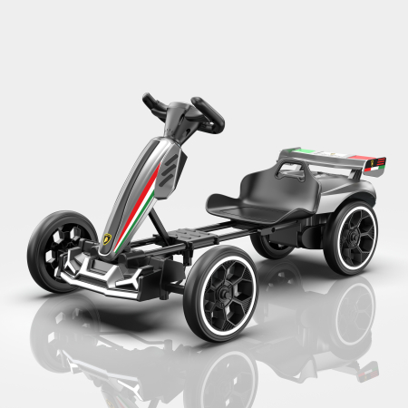 Kart electric pentru copii 3-7 ani, Kinderplay Rider 70W, 12V 4.5Ah,  roti moi si telecomanda, gri [1]