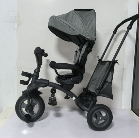 Kinderplay Baby, carucior, tricicleta multifunctionala pentru copii intre 1 si 5 ani, pliabila si reglabila, roti moi, gri [19]