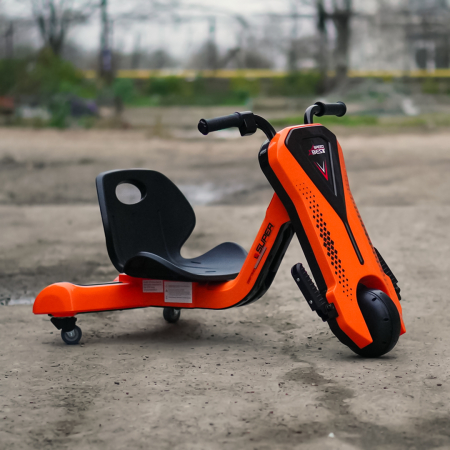 Kinderplay Slider 360, tricicleta electrica 12V pentru copii de 4–7 ani, orange [8]