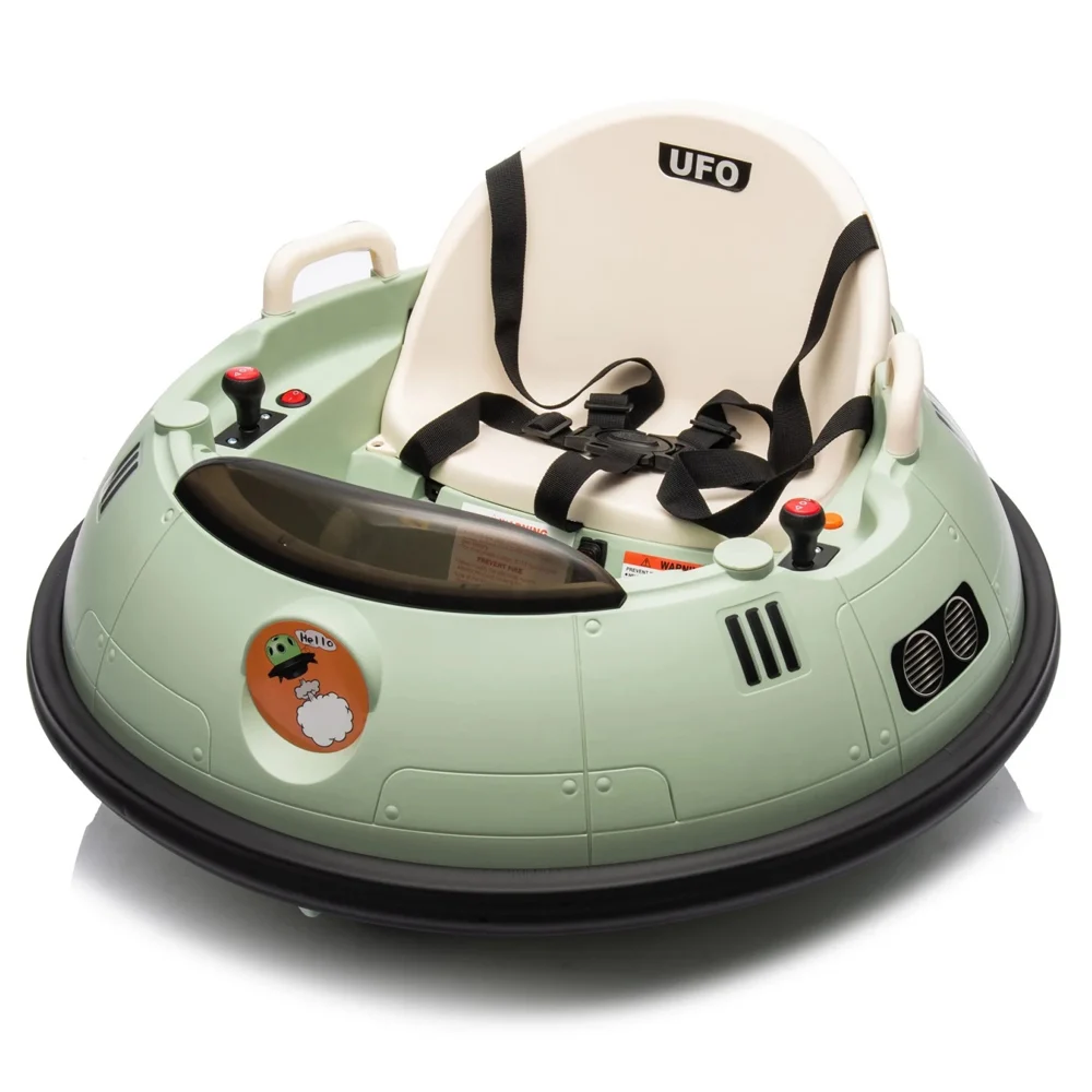 Produse in stoc - Masinuta busitoare pentru copii, Kinderplay UFO, telecomanda control parental, rotatie 360, 80W, 12V, verde