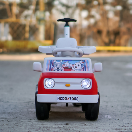 Masinuta pentru copii 4 in 1, Kinderplay FunnyBunny 60W 6V, cu telecomanda si remorca, rosie [2]