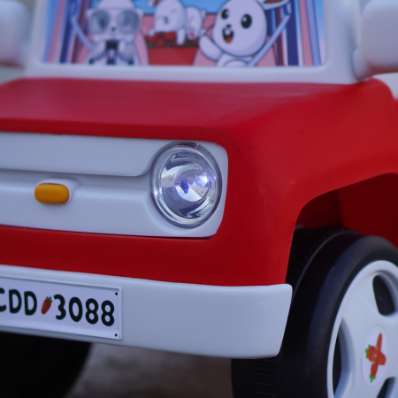 Masinuta pentru copii 4 in 1, Kinderplay FunnyBunny 60W 6V, cu telecomanda si remorca, rosie [8]