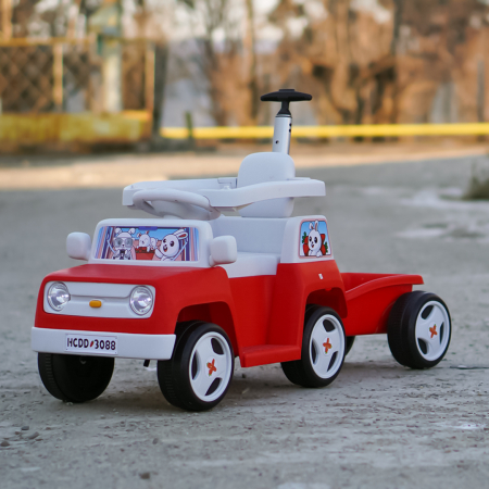 Masinuta pentru copii 4 in 1, Kinderplay FunnyBunny 60W 6V, cu telecomanda si remorca, rosie [7]